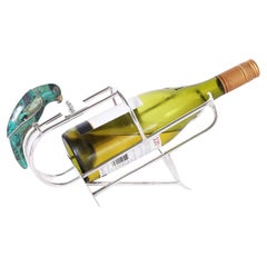 Mid-Century Los Castillo Silver Plated Wine Bottle Holder with Parrot