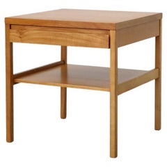 Mid-Century Lotos Werkkunst Pecan Side Table or Night Stand with Drawer