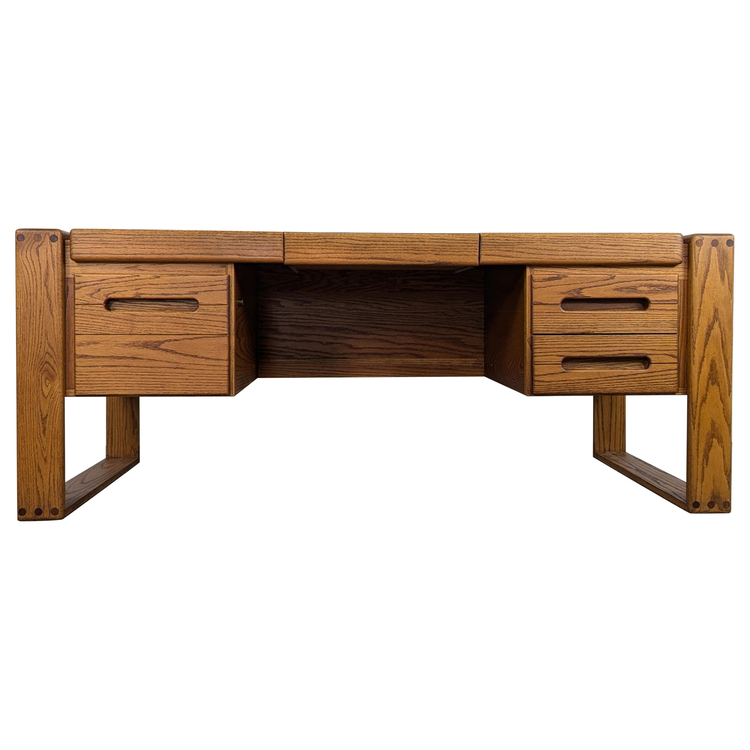 Mid Century Lou Hodges Handcrafted Oak Desk for California Design Group, c1970s