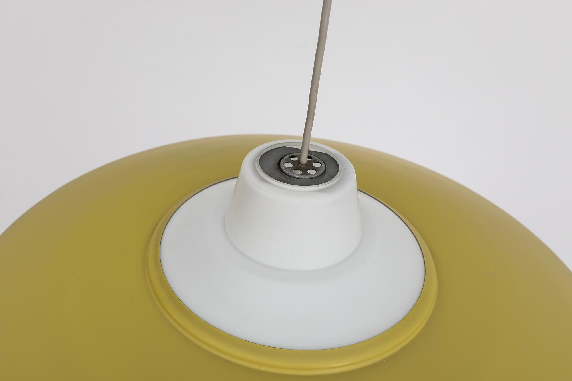 Mid-20th Century Mid-Century Louis Kalff (attr) Yellow and White UFO Philips Ceiling Pendant For Sale