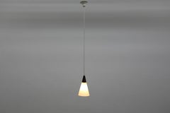 Mid-Century Louis Kalff for Philips Teak & Milk Glass Pendant