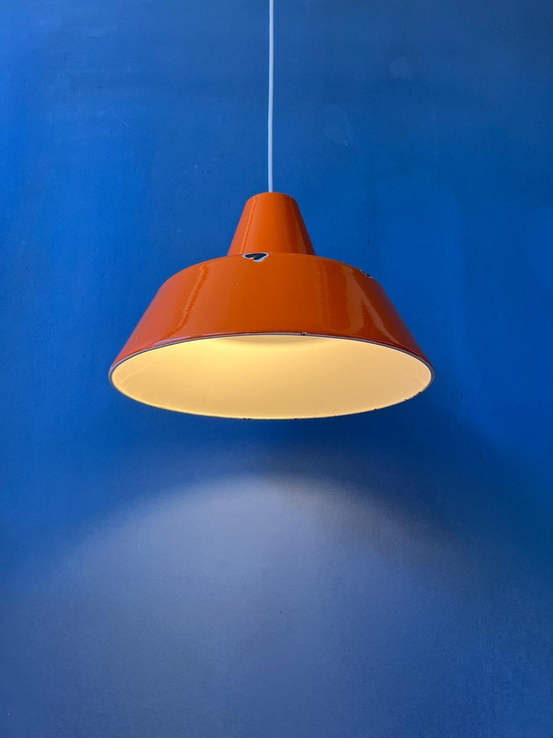 Mid Century Louis Poulsen Style Industrial Pendant Lamp, 1970s In Excellent Condition For Sale In ROTTERDAM, ZH