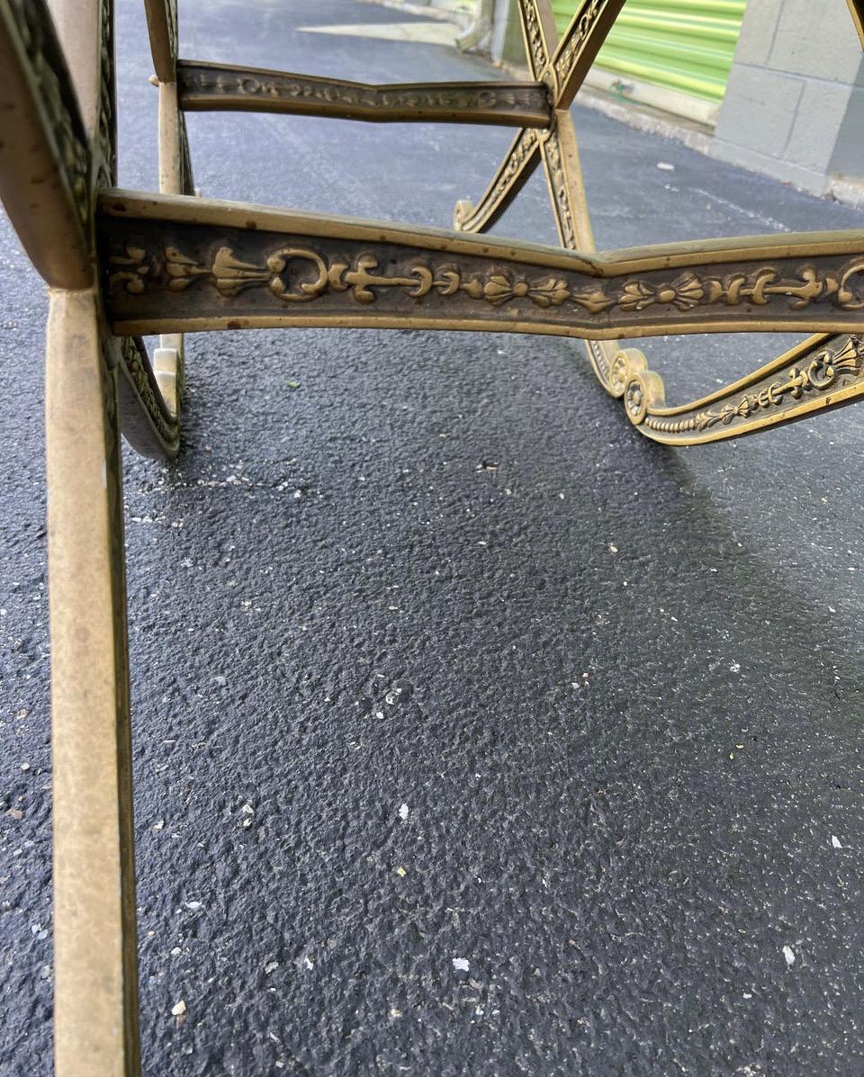 Mid-Century Louis XIV Style Gold  Double X Bench in Red Velvet 1