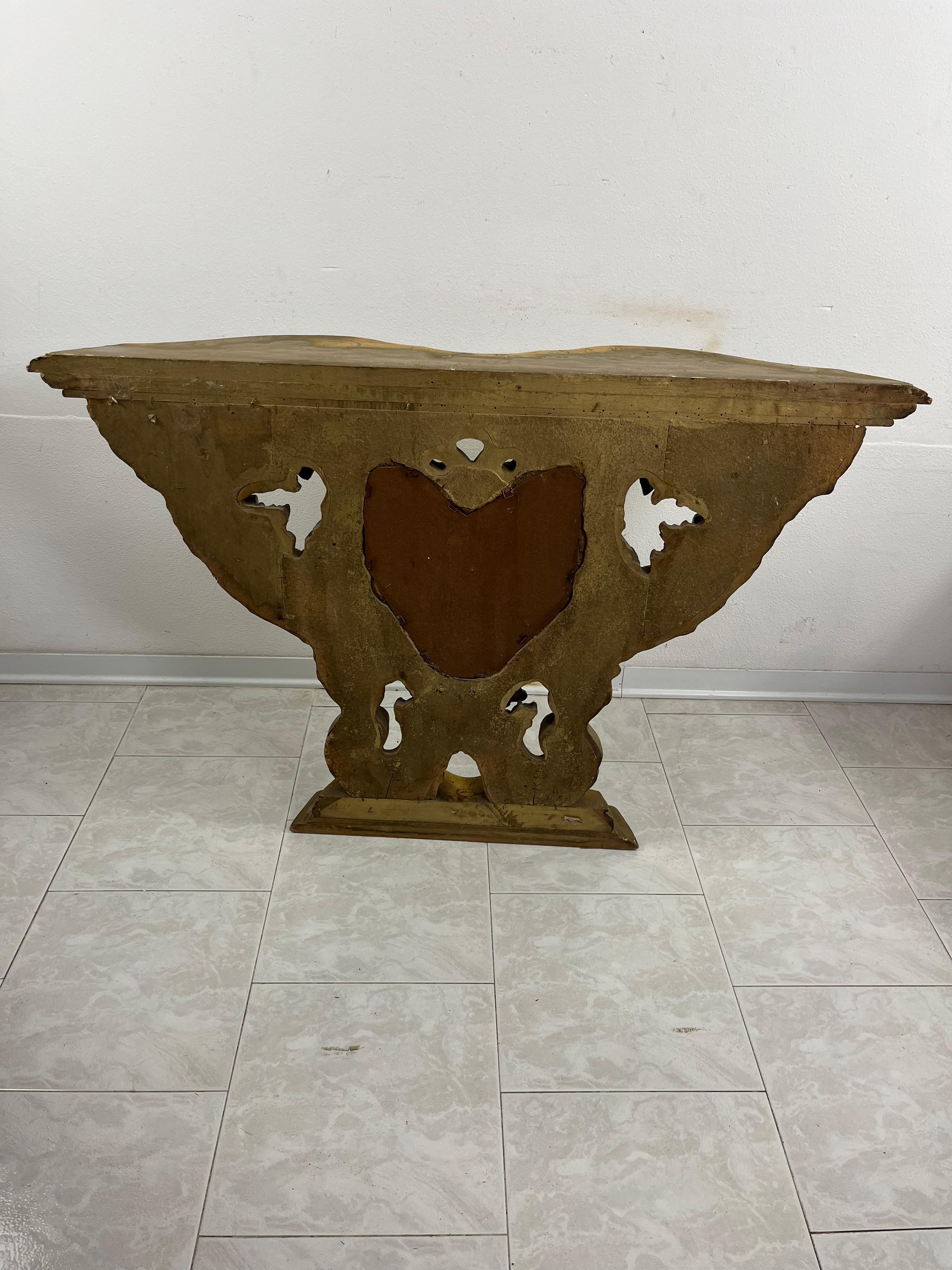 Console e specchio da parete Luigi XV di metà secolo in legno intagliato e dorato, anni '30 in vendita 5
