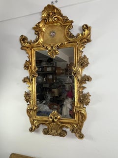 Mid-Century Louis XV Console and Wall Mirror in Carved and Gilt Wood, 1930s