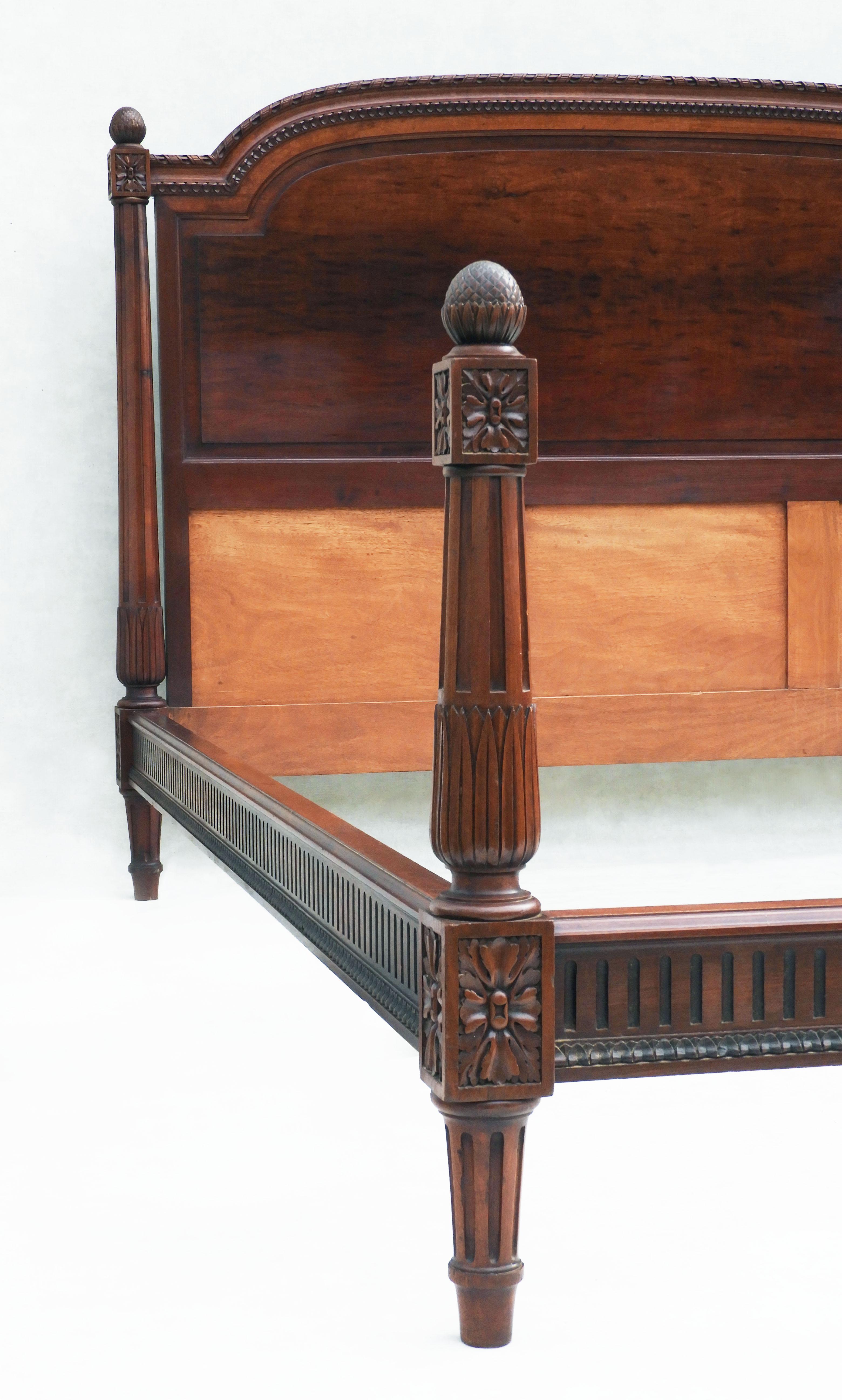 Wood Mid Century Louis XVI Four Post Bed EU King/UK King/US Queen