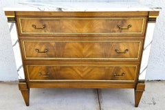Mid Century Louis XVI Maison Jansen Style Marble Top Commode Dresser Sideboard