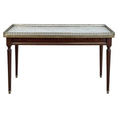 Mid-Century Louis XVI Style Mahogany Coffee Table with Carrara Marble