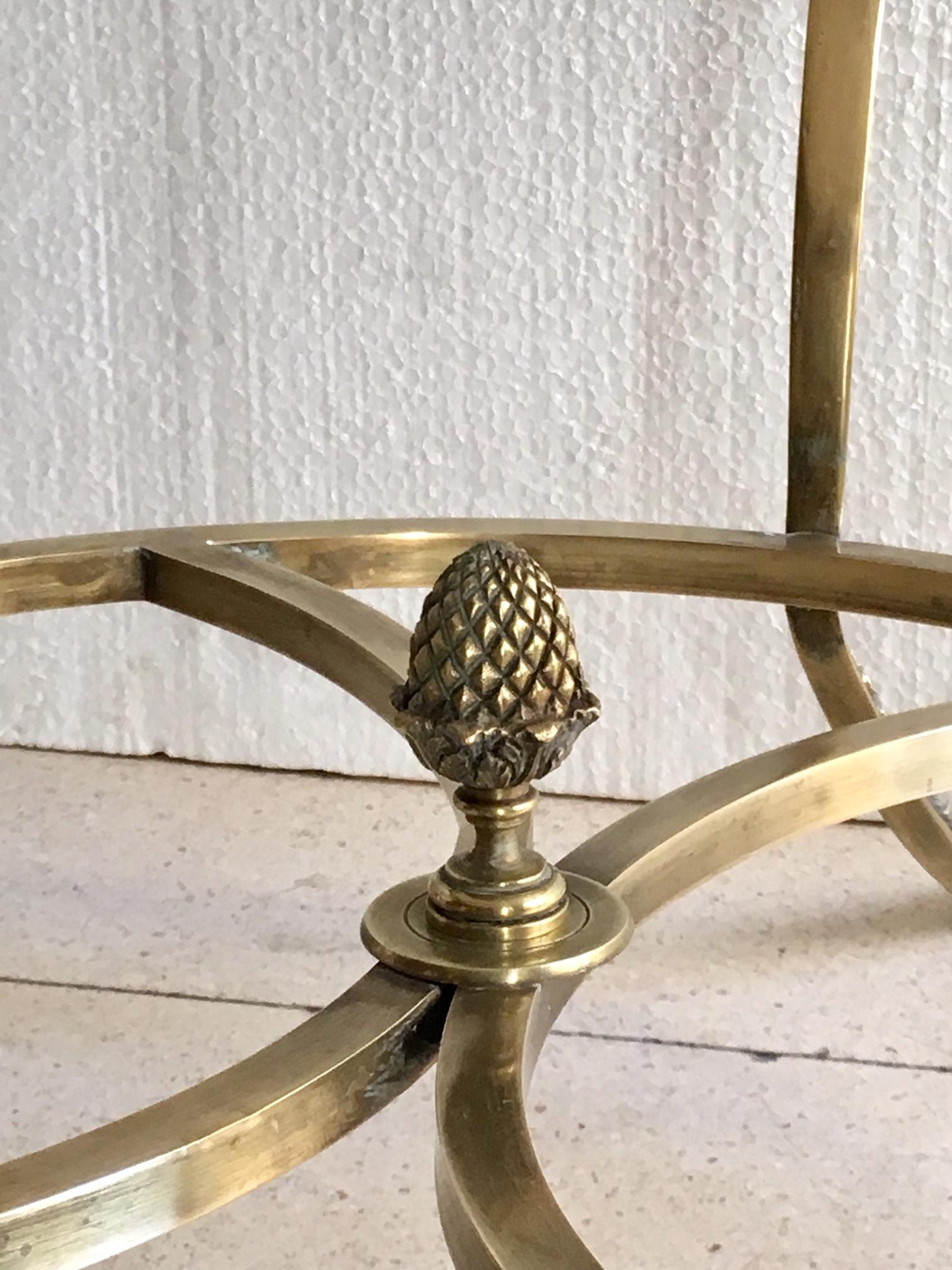 Mid Century Louis XVI Style Round Gilt Bronze Coffee Table Jansen Style 5