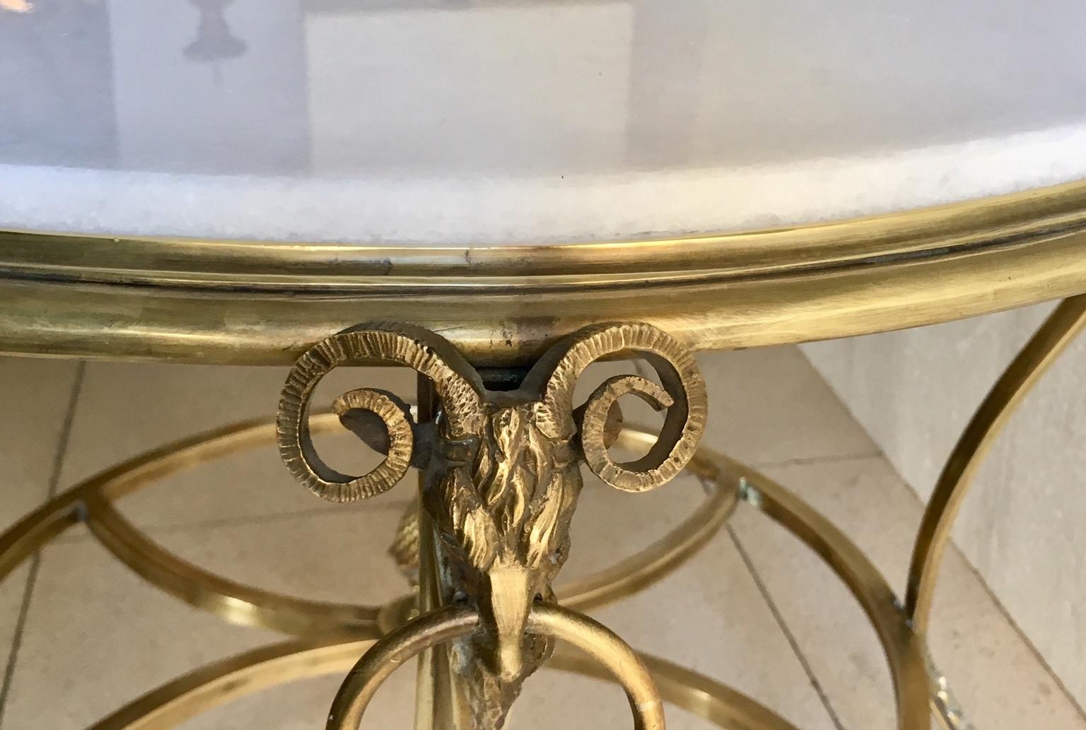 Mid Century Louis XVI Style Round Gilt Bronze Coffee Table Jansen Style 7