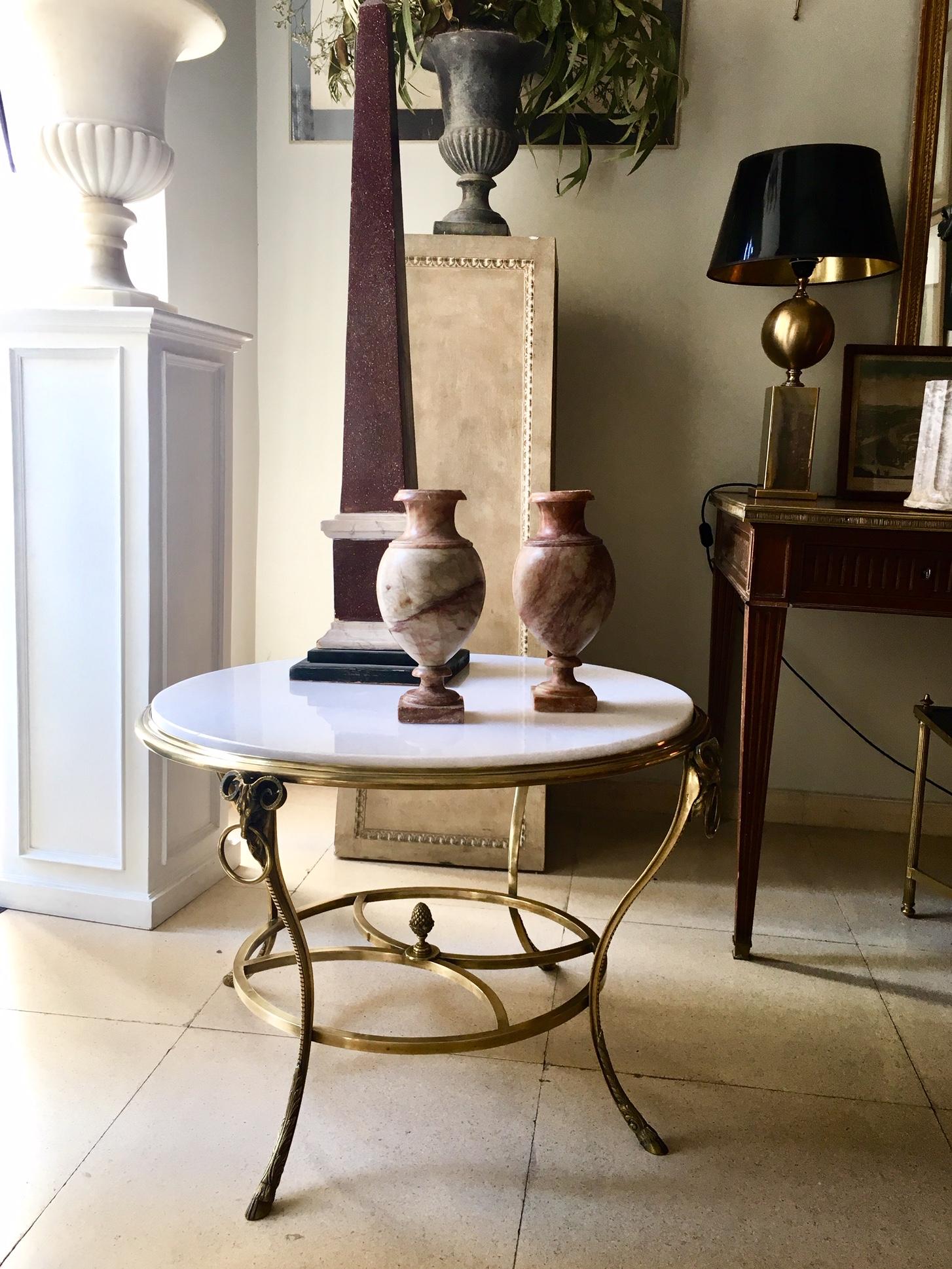 Mid Century Louis XVI Style Round Gilt Bronze Coffee Table Jansen Style 10