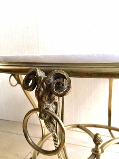 Mid Century Louis XVI Style Round Gilt Bronze Coffee Table Jansen Style
