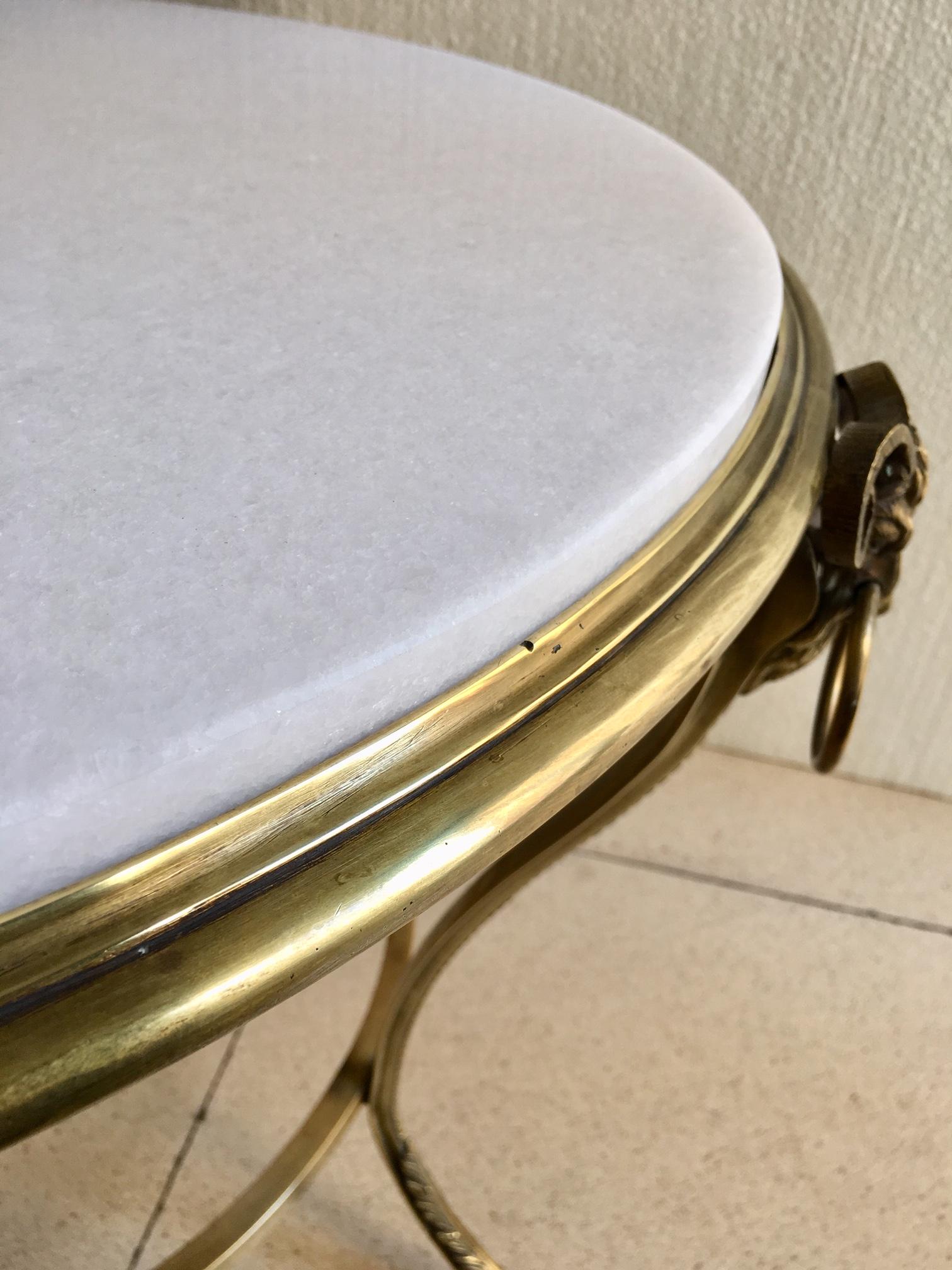 20th Century Mid Century Louis XVI Style Round Gilt Bronze Coffee Table Jansen Style