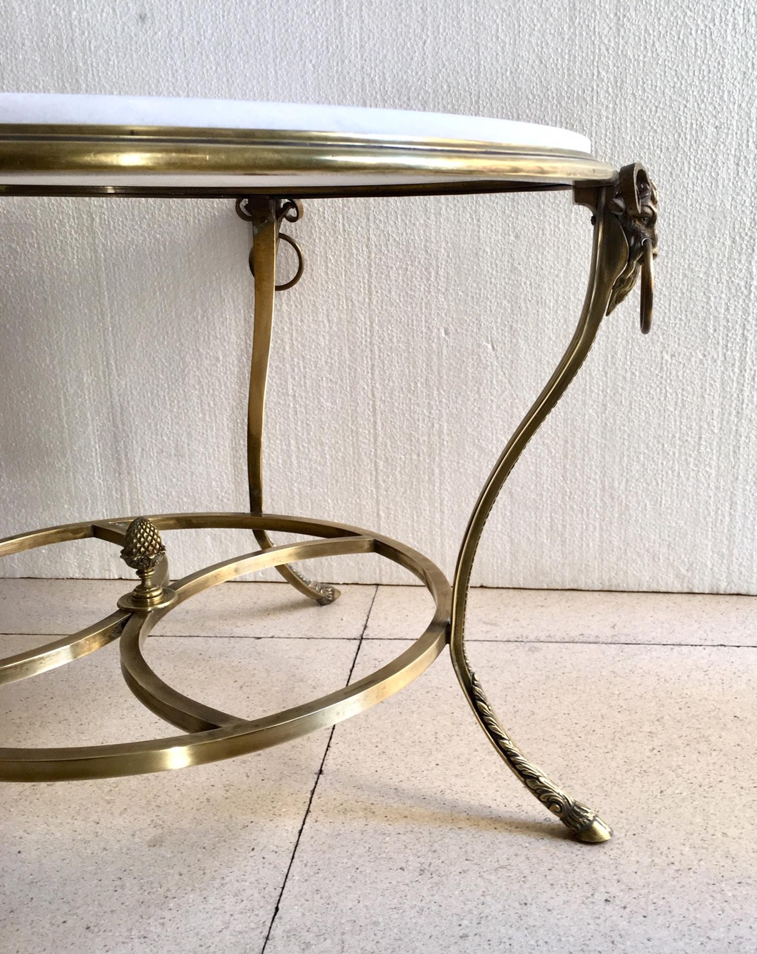 Mid Century Louis XVI Style Round Gilt Bronze Coffee Table Jansen Style 4