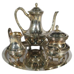 Vintage Mid-Century Louis XVI Style Silver-Plated Coffee Set -1Y22