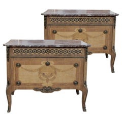 Mid Century Louis XVI Style Swedish Chest of Drawers/Commodes with Marble Tops