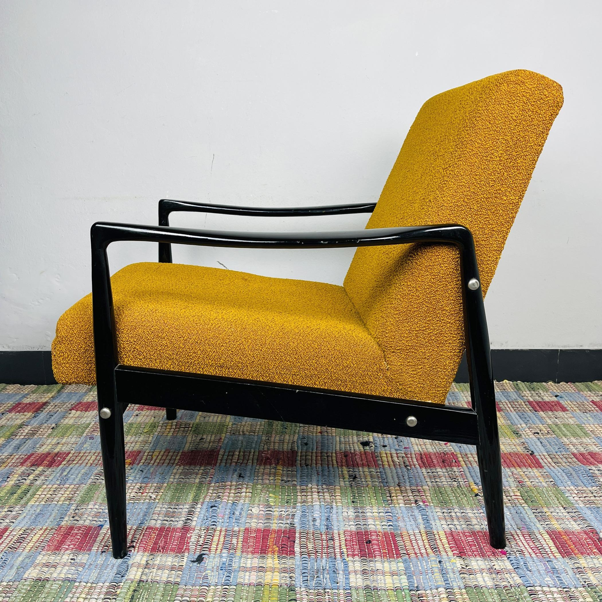 Textile Mid-century lounge armchair Yugoslavia 1970s