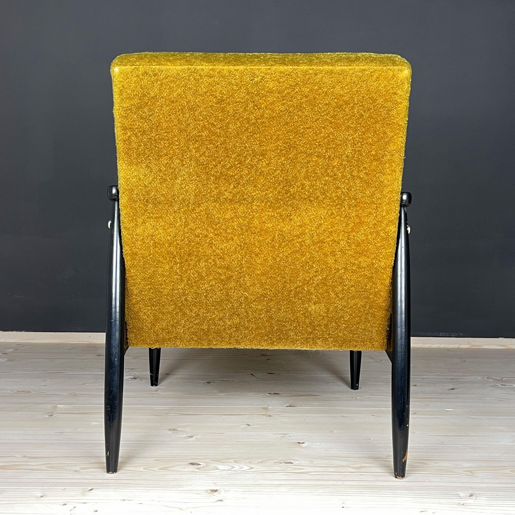 Textile Mid-century lounge armchair Yugoslavia 1970s For Sale
