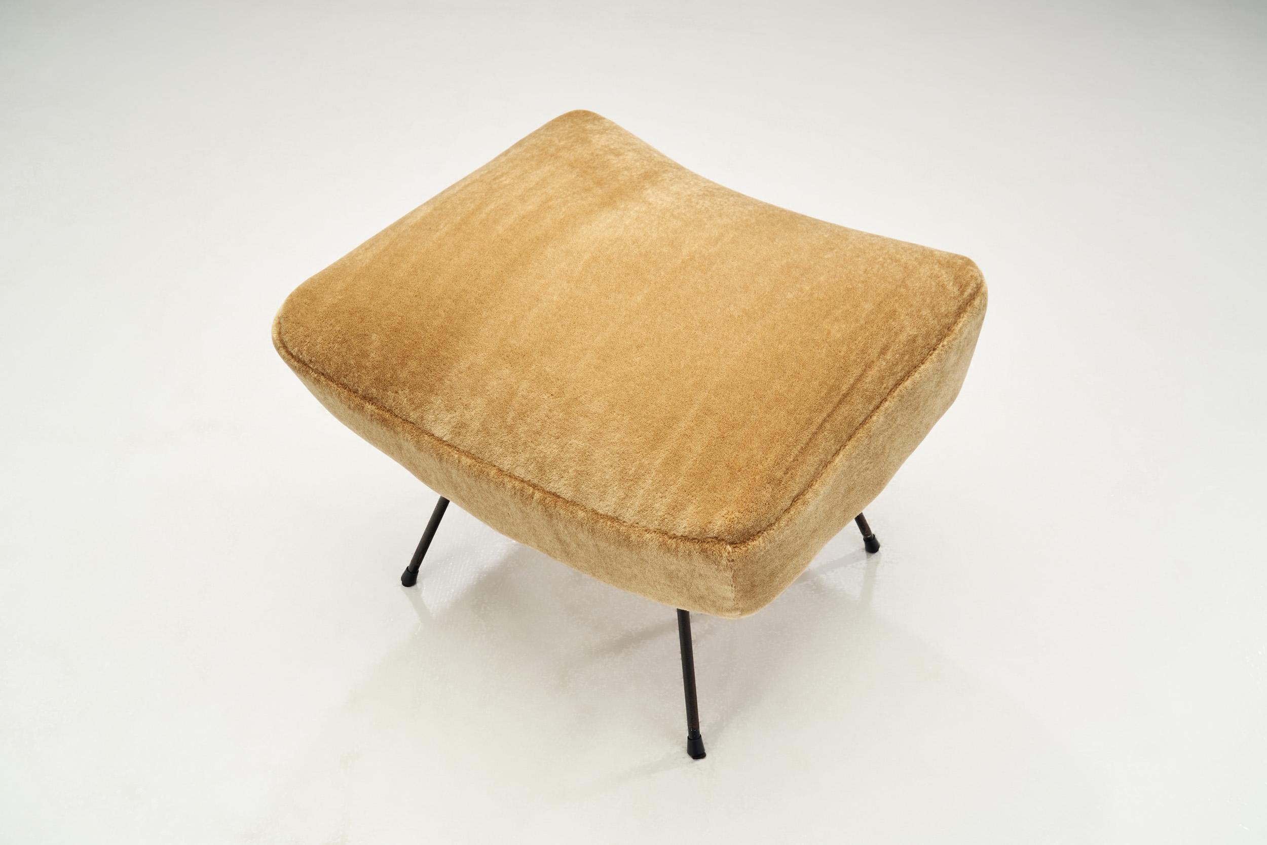 Mid-Century Lounge Chair and Footstool with Tubular Steel Legs, Europe ca 1950s 5