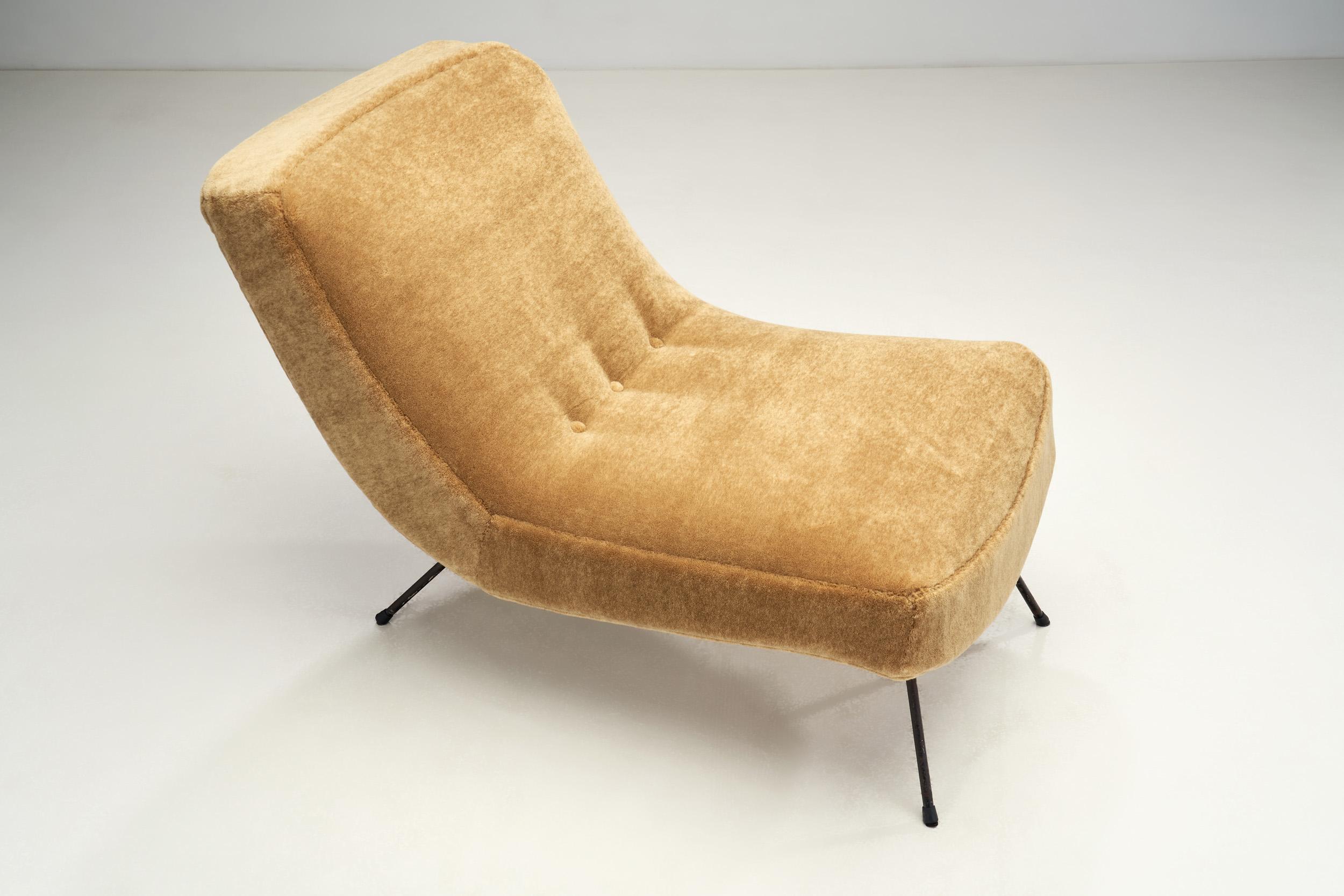 Mid-20th Century Mid-Century Lounge Chair and Footstool with Tubular Steel Legs, Europe ca 1950s
