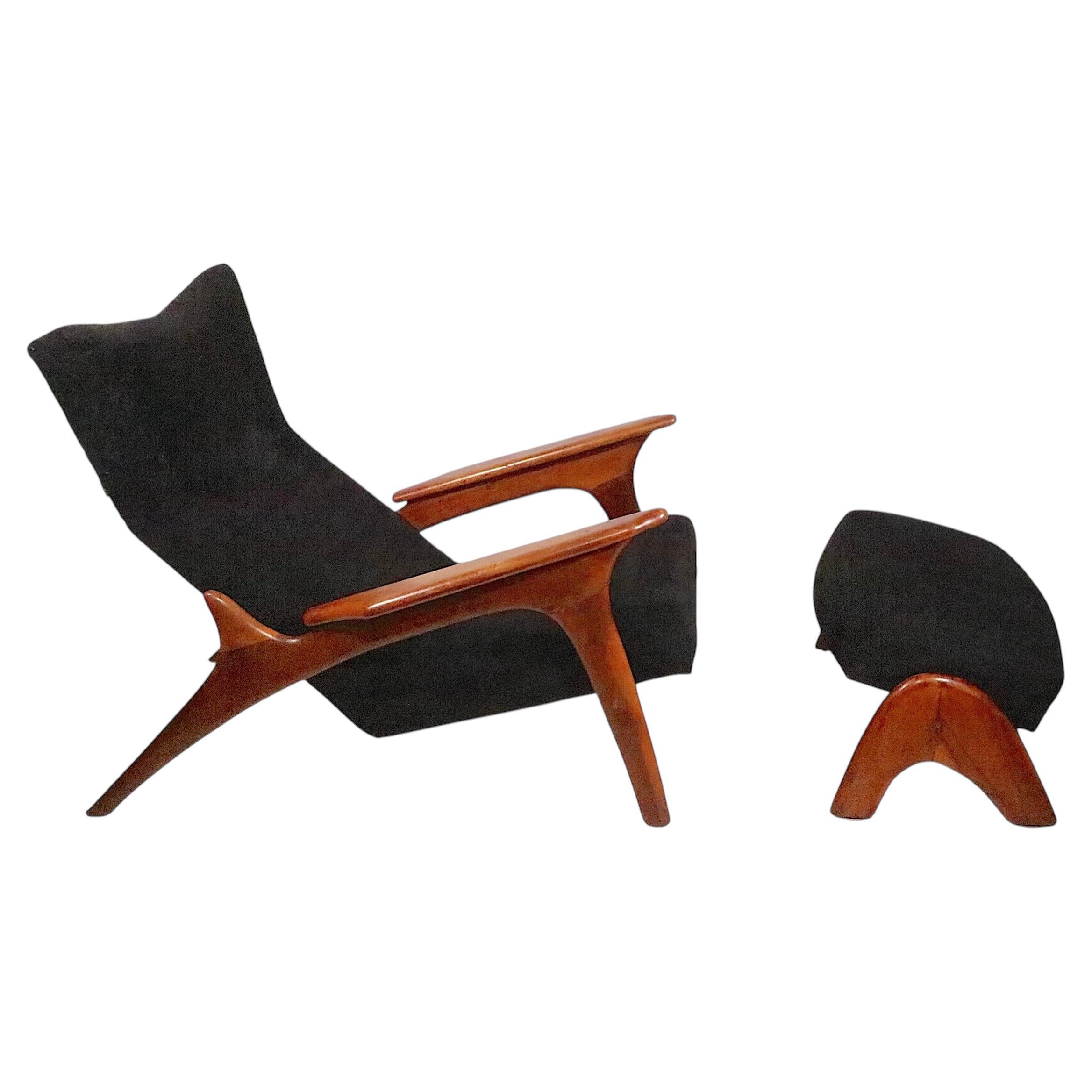 Mid Century Lounge Chair and Ottoman Adrian Pearsall for Craft Associates 990 LC