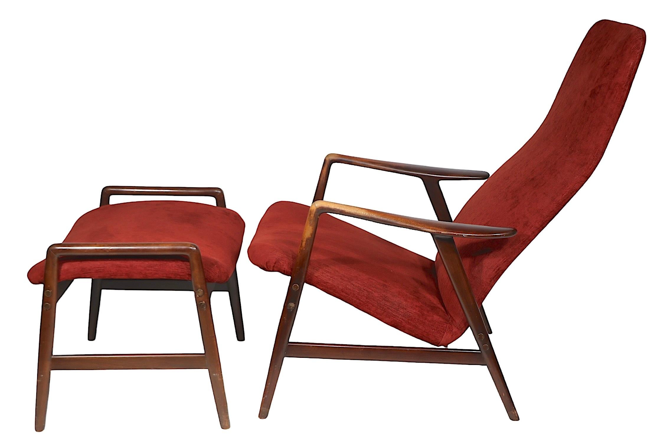Upholstery Mid Century Lounge Chair and Ottoman by Alf Svensson for Fritz Hansen c. 1960's For Sale
