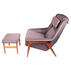 Mid Century Lounge Chair and Ottoman Profil by Folke Ohlsson DUX Sweden 1960's