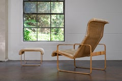 Mid-Century Lounge Chair and Stool Kill International Made of Steel and Rattan