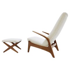 Mid-century Lounge Chair and Stool Rockn Rest by Rolf Rastad & Adolf Rellin