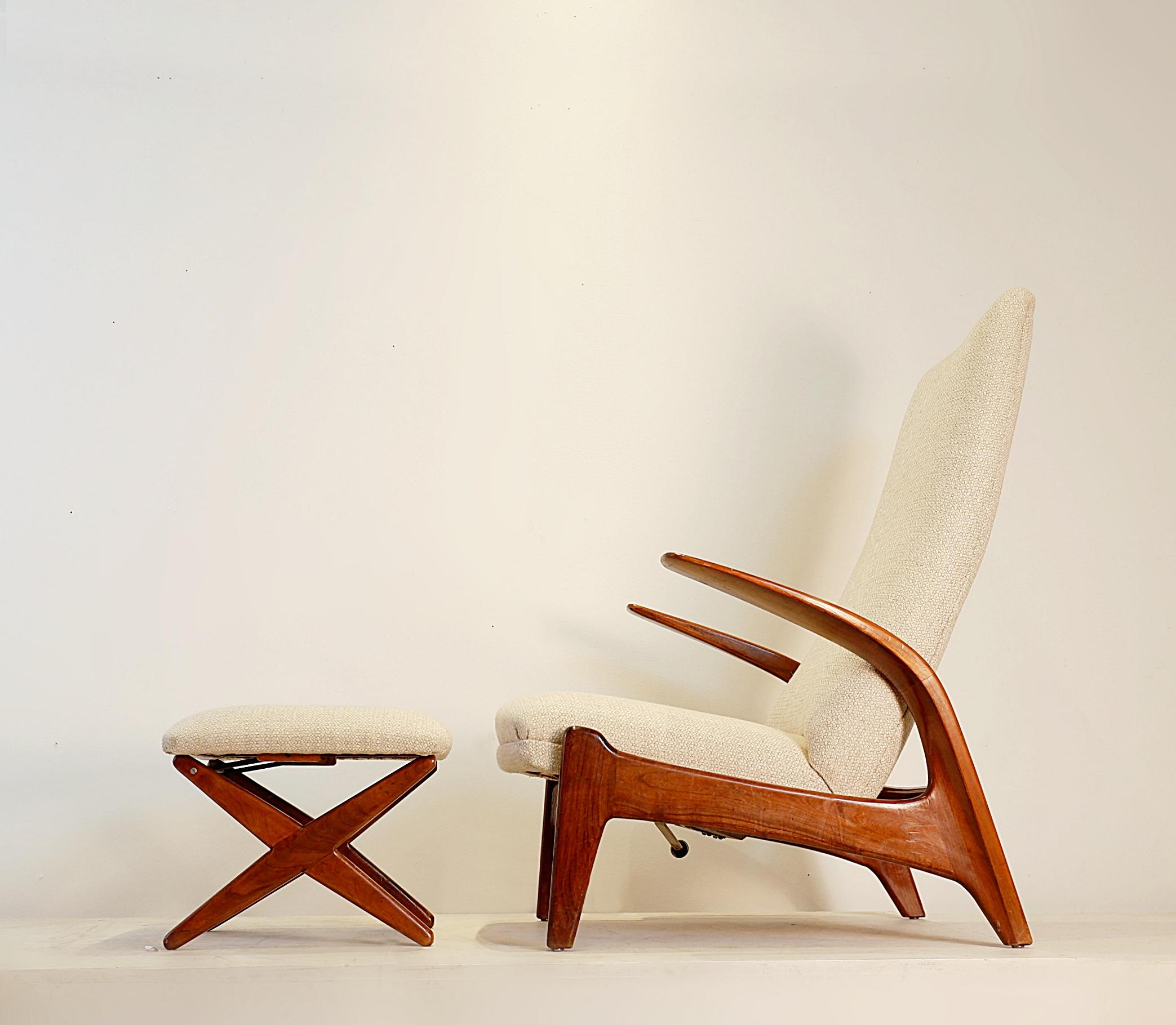 Mid-century Lounge Chair and Stool 