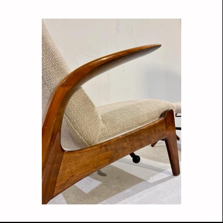 Norwegian Mid-century Lounge Chair and Stool 