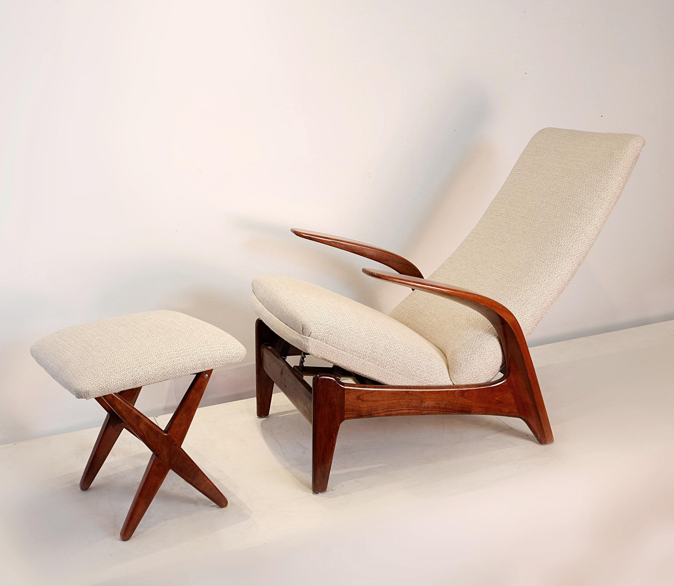 20th Century Mid-century Lounge Chair and Stool 