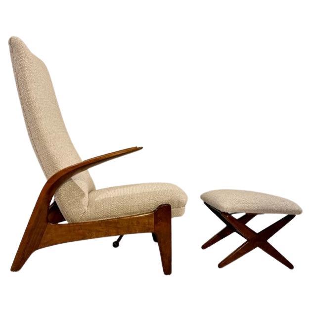 Mid-century Lounge Chair and Stool "Rock''n Rest" by Rolf Rastad & Adolf Relling For Sale