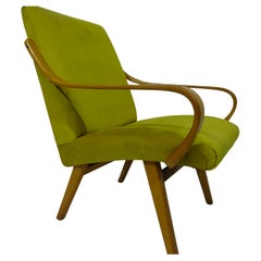 Mid Century Lounge Chair By Jitona in a Gold Velvet Fabric