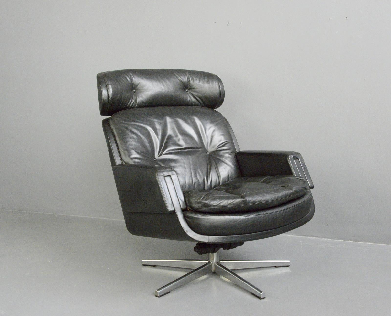 Leather Midcentury Lounge Chair by Kurt Hvitsjö for Isku, circa 1960s