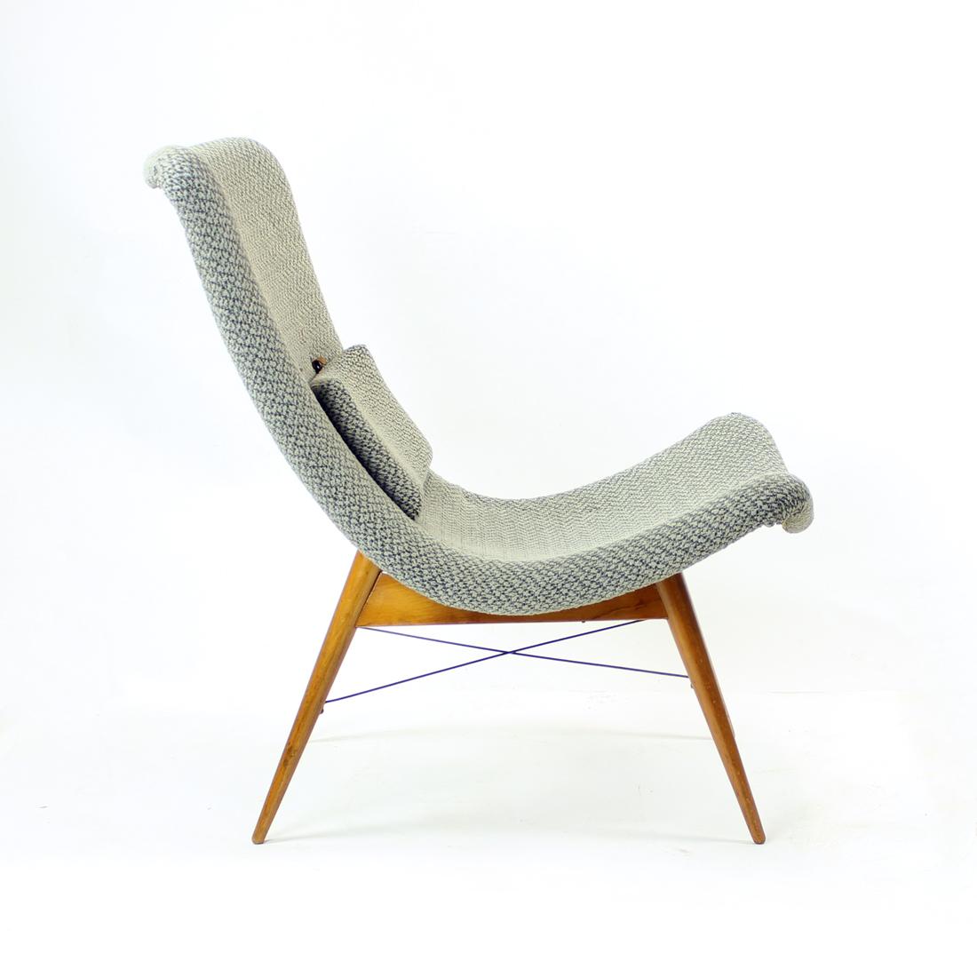 Textile Mid-Century Lounge Chair by Miroslav Navratil for Cesky Nabytek, 1959