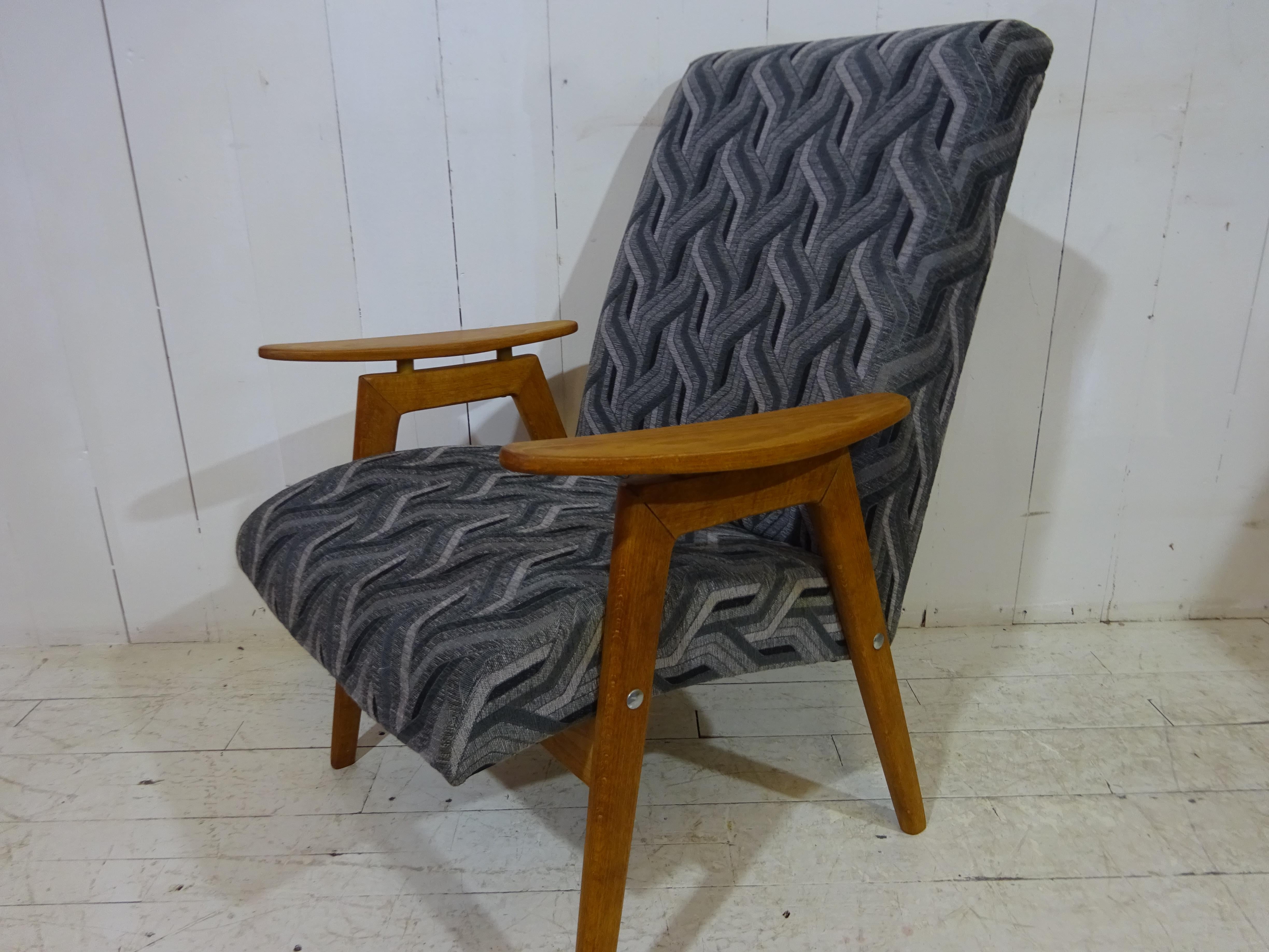 Fabric Mid Century Lounge Chair by Smidek For Sale