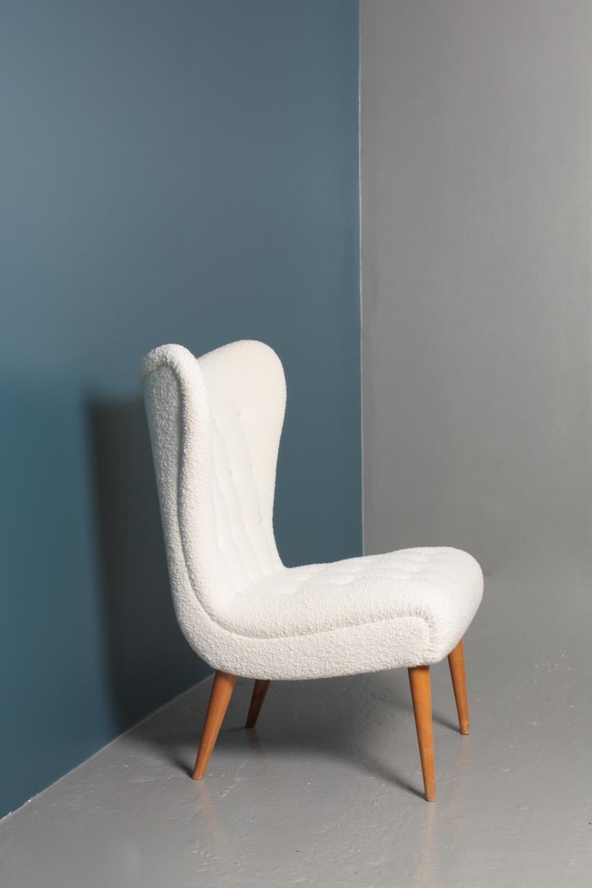 Midcentury Lounge Chair in Boucle Designed by Elias Svedberg, 1950s 3