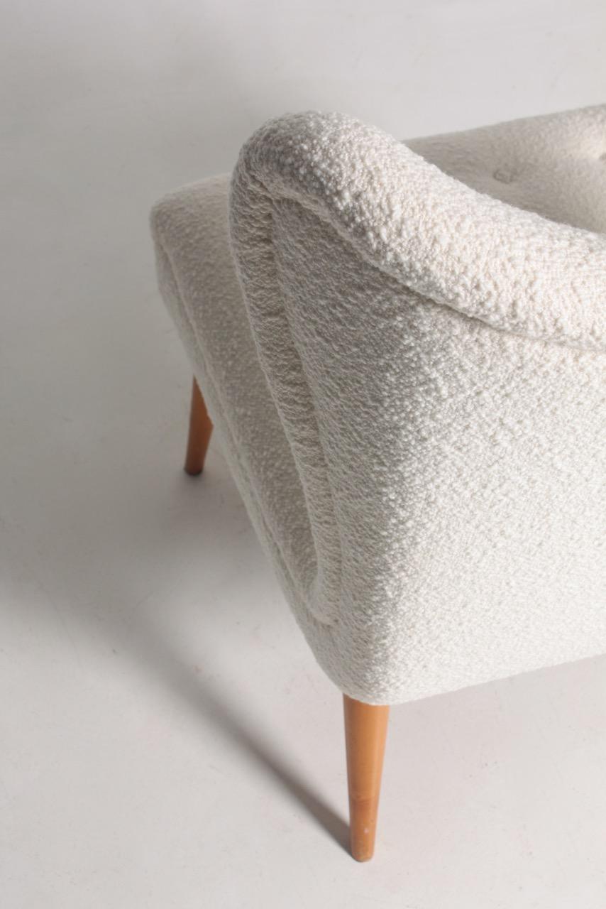 Wool Midcentury Lounge Chair in Boucle Designed by Elias Svedberg, 1950s