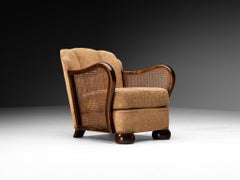 Mid-Century Lounge Chair in Cane and Walnut