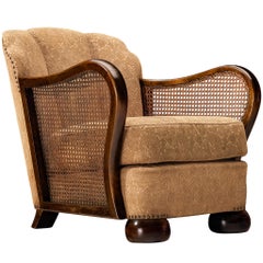 Mid-Century Lounge Chair in Cane and Walnut
