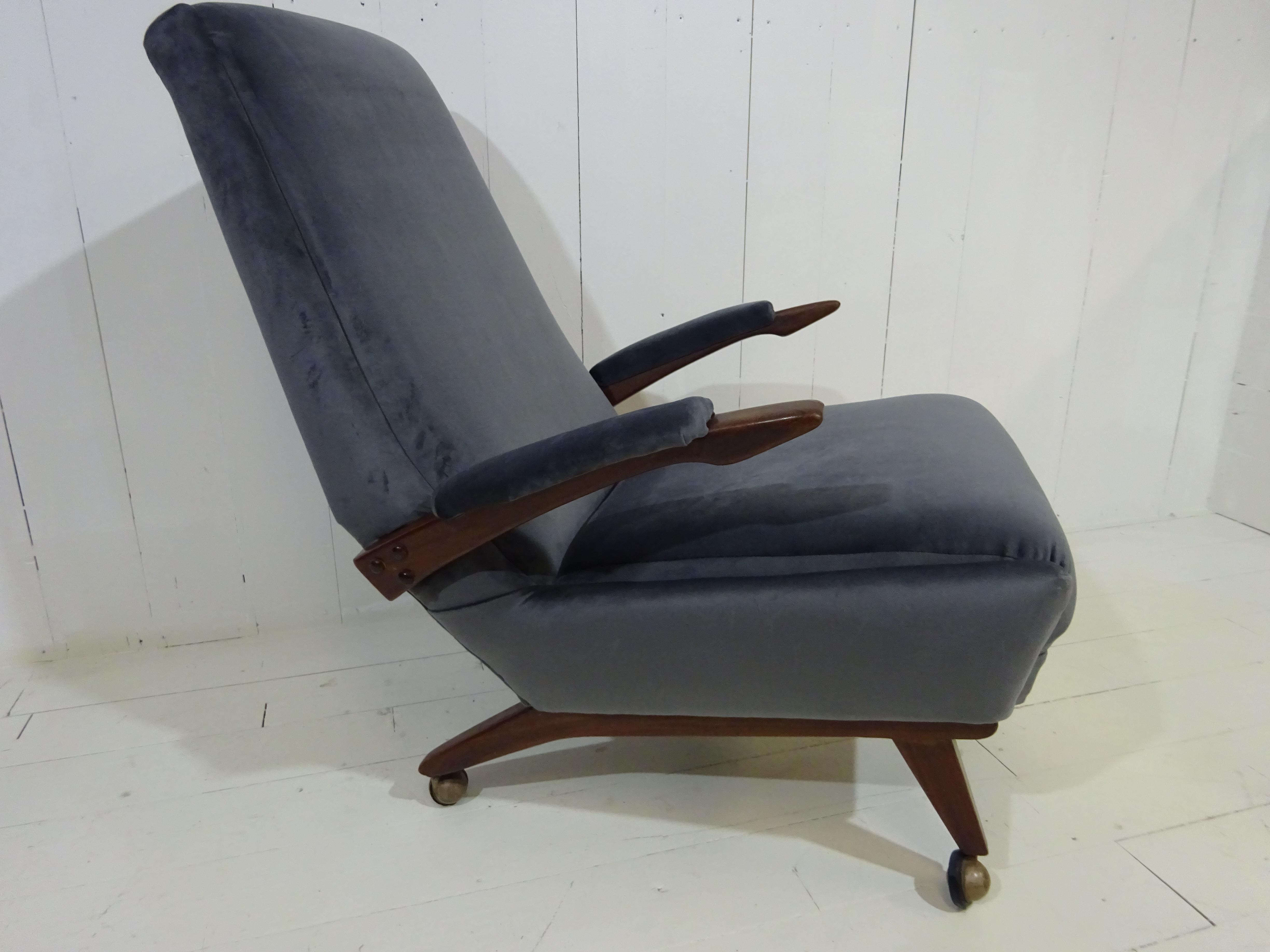 Mid Century Lounge Chair in Grey Velvet by Greaves and Thomas 4
