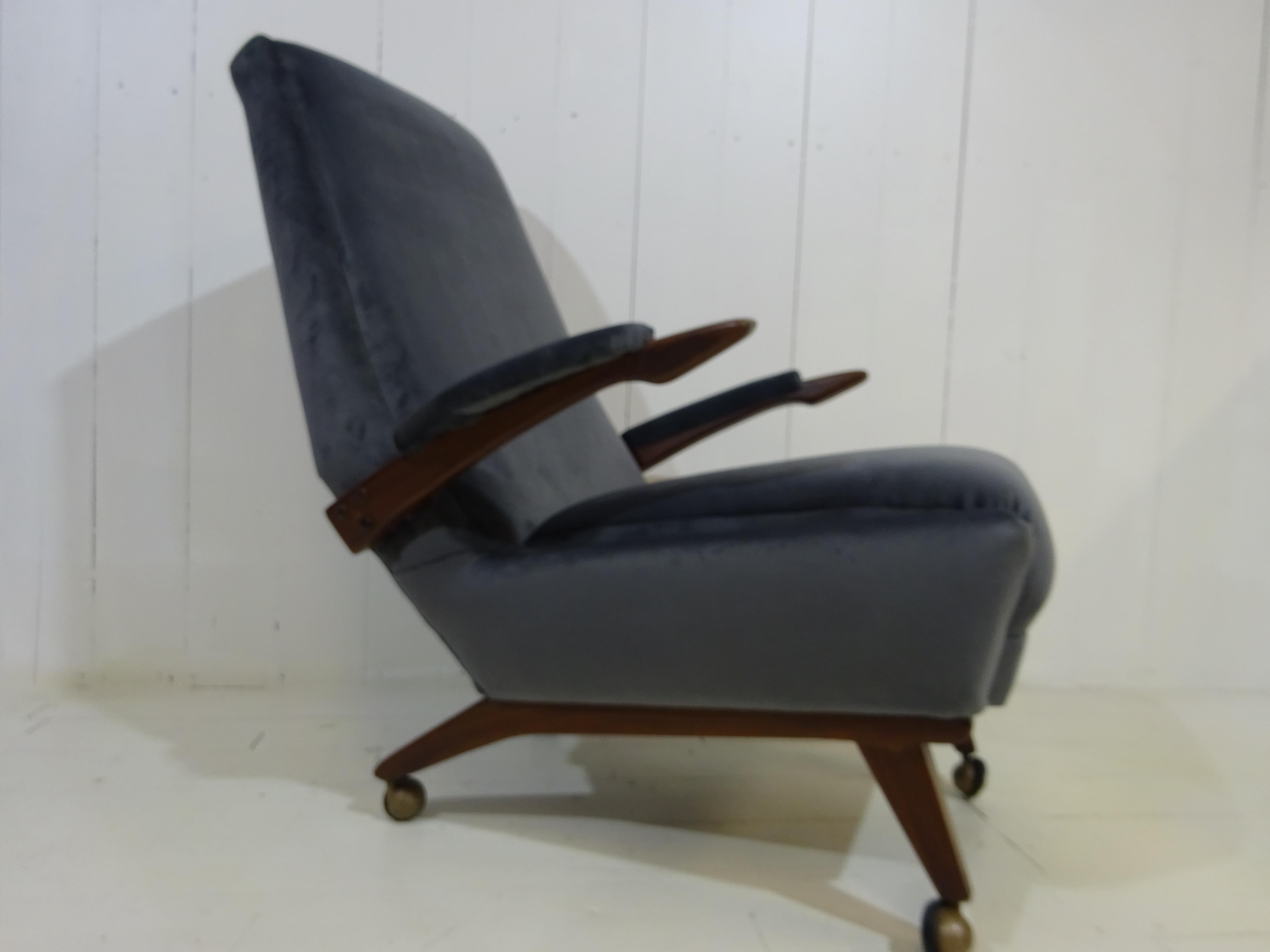 Mid Century Lounge Chair in Grey Velvet by Greaves and Thomas 6