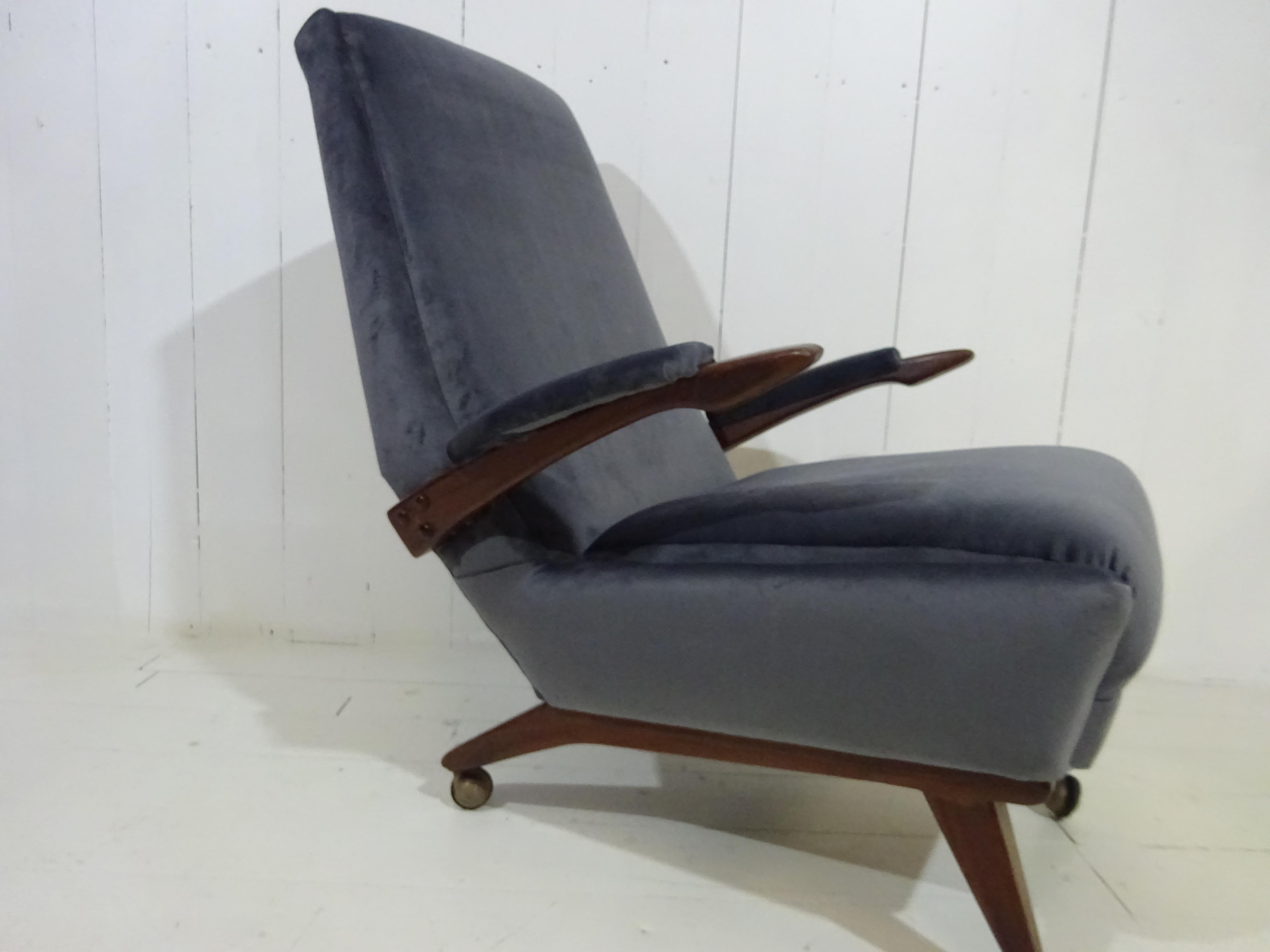 Mid Century Lounge Chair in Grey Velvet by Greaves and Thomas 7