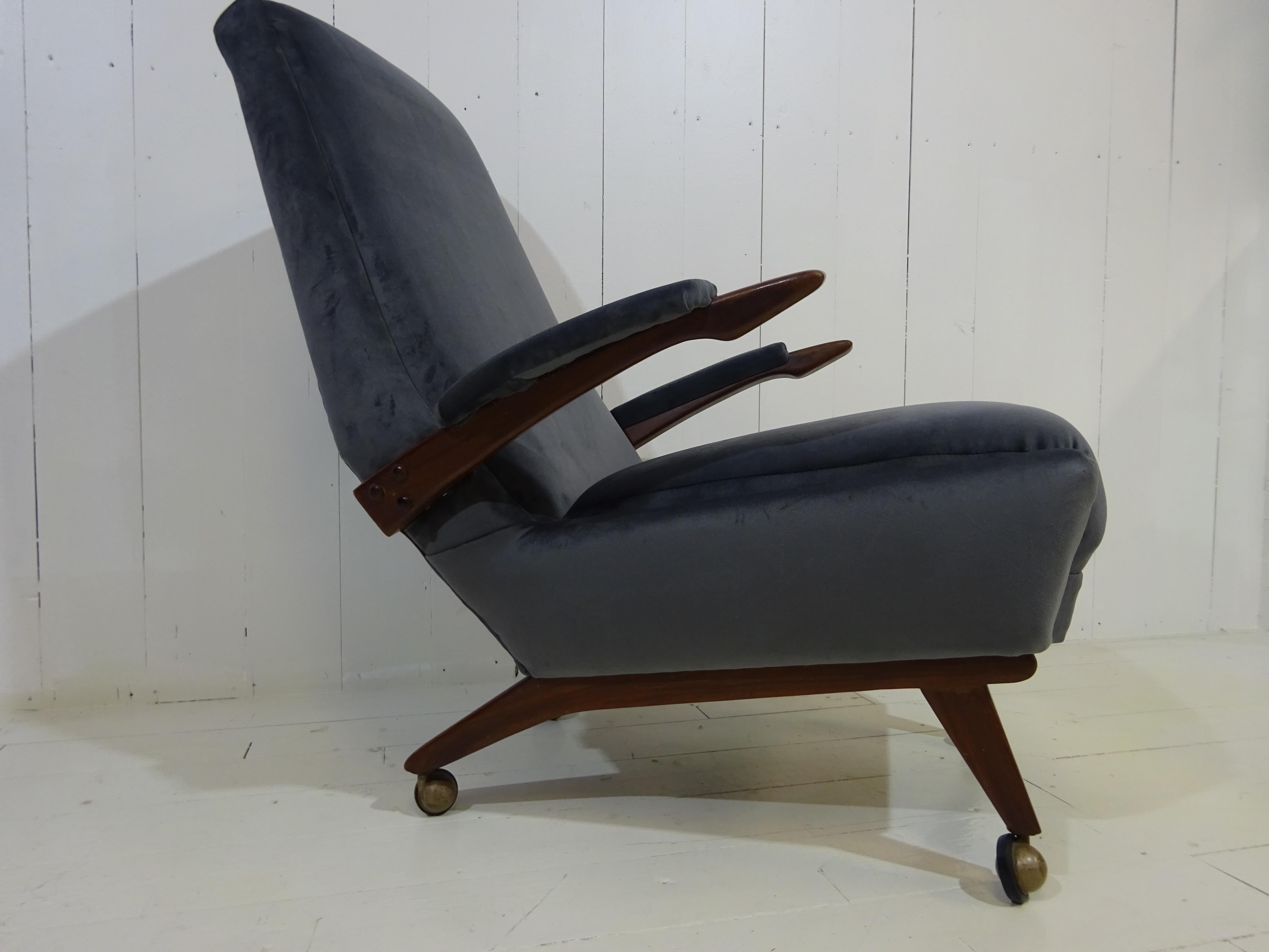 Mid Century Lounge Chair in Grey Velvet by Greaves and Thomas 8