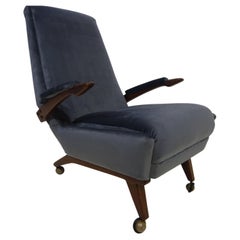 Used Mid Century Lounge Chair in Grey Velvet by Greaves and Thomas