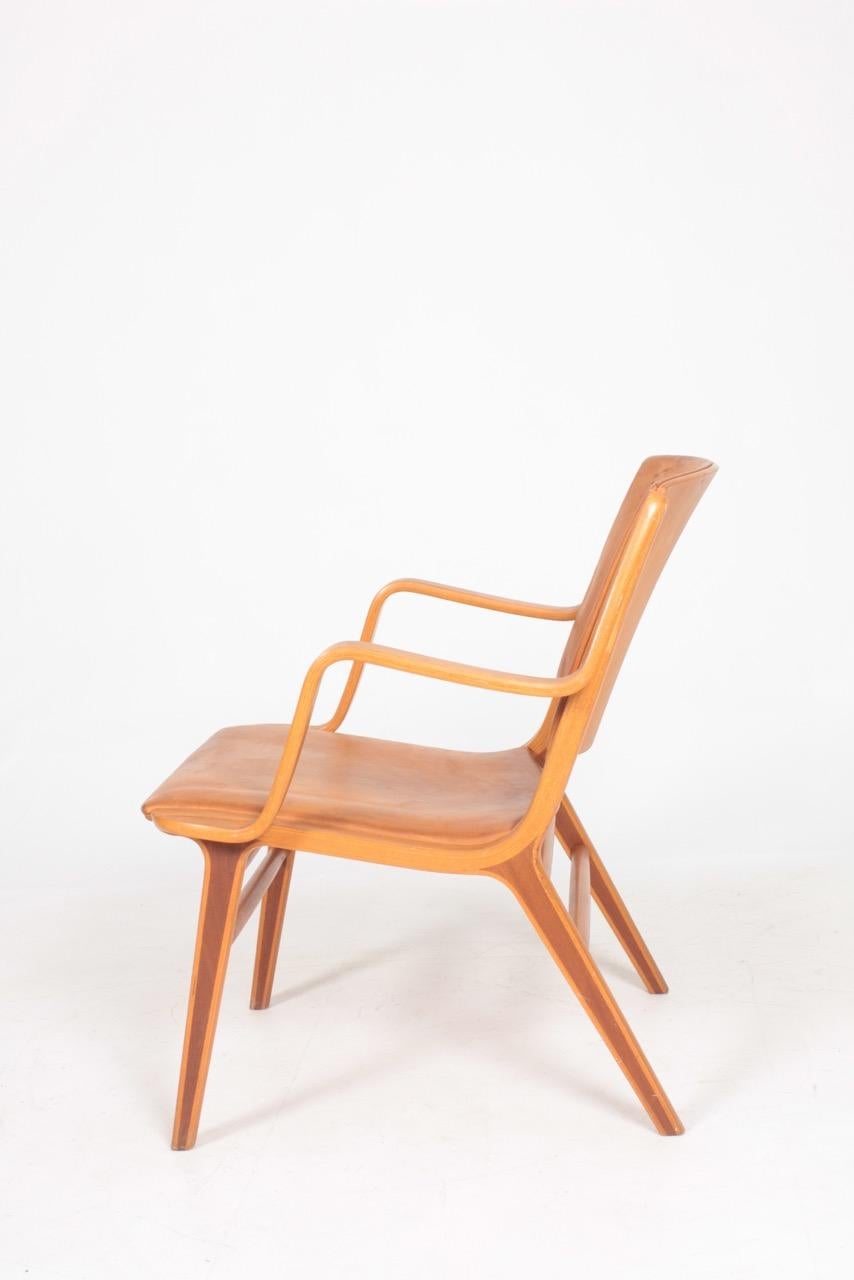 Midcentury Lounge Chair in Patinated Leather by Hvidt & Mølgaard, Danish Design 3