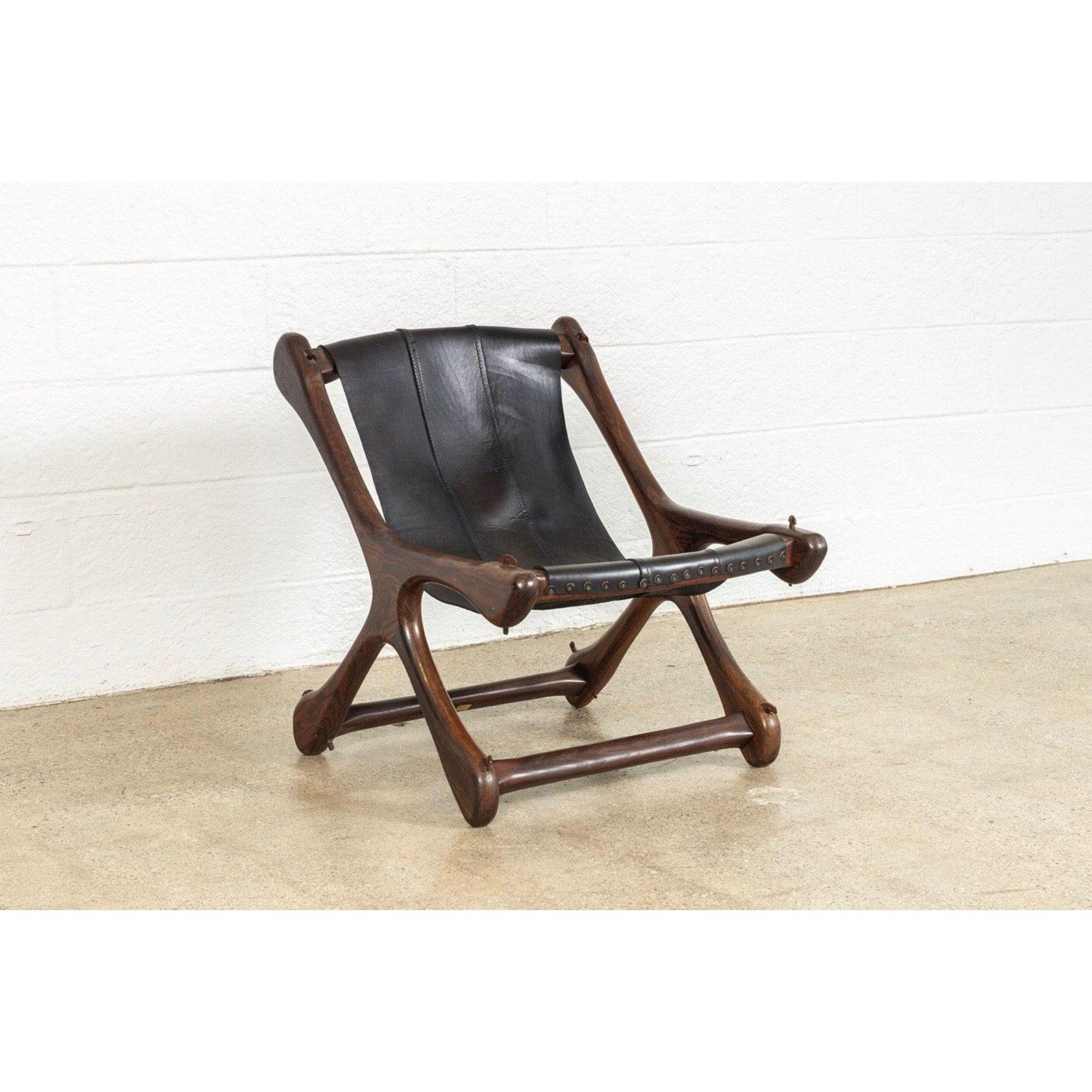 Fauteuil de salon du milieu du siècle en bois de rose et cuir par Don Shoemaker, années 1960 Bon état - En vente à Detroit, MI