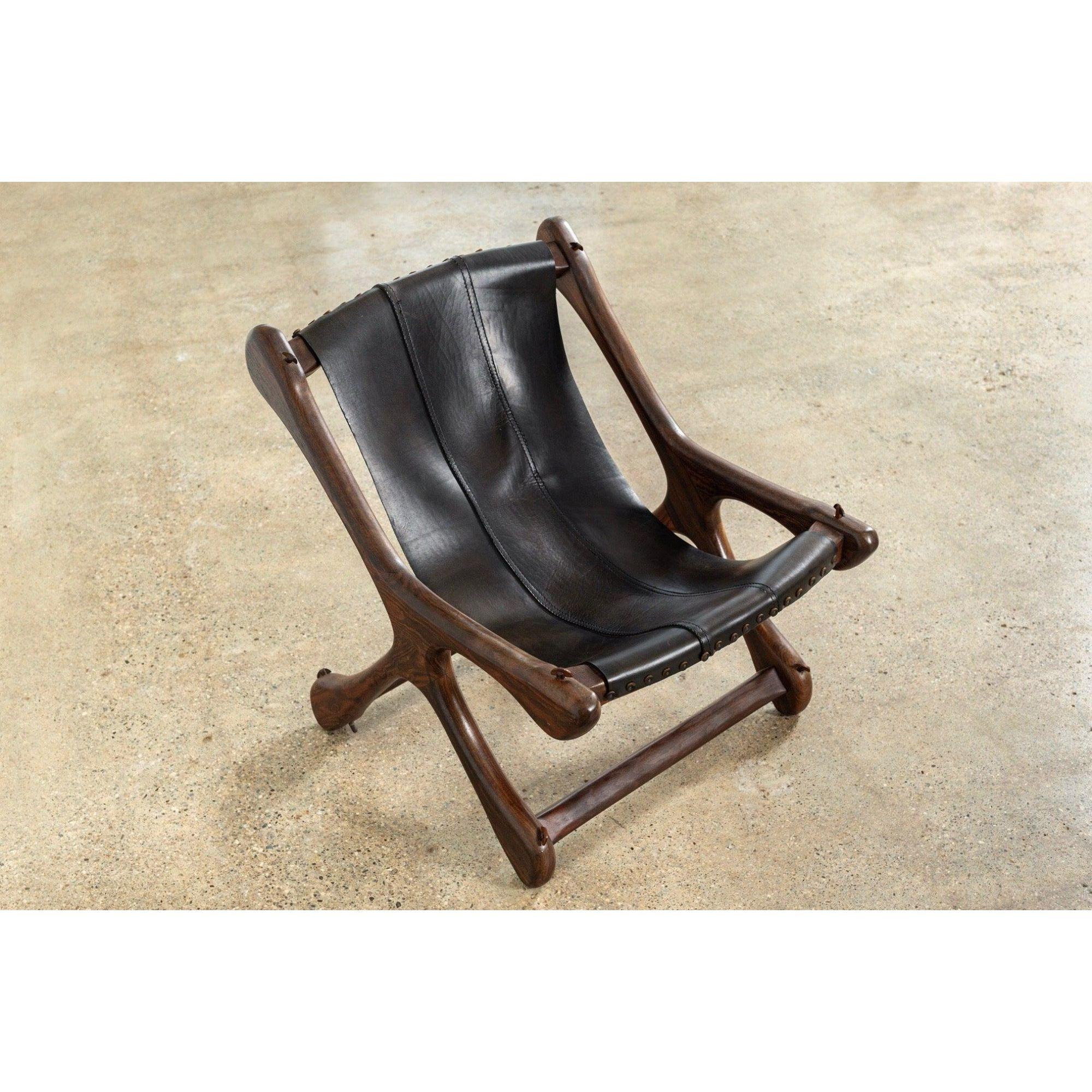 Cocobolo Fauteuil de salon du milieu du siècle en bois de rose et cuir par Don Shoemaker, années 1960 en vente