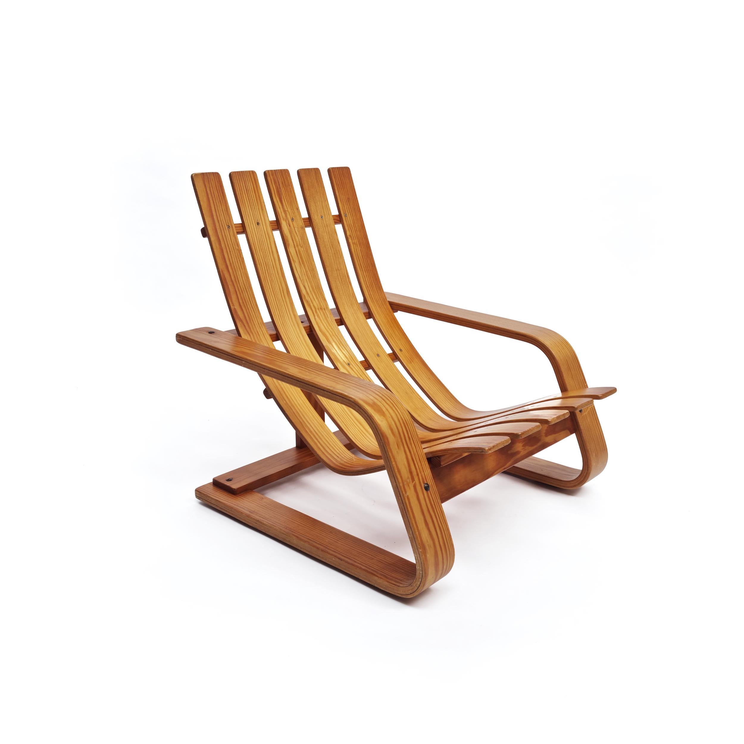 Lounge chair in solid pine. Made in Norway. Great original condition.
